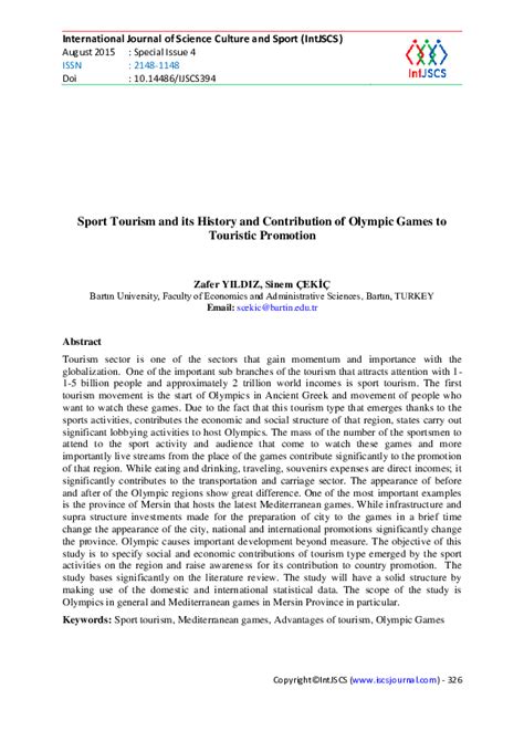 International journal of science culture and sport intjscs